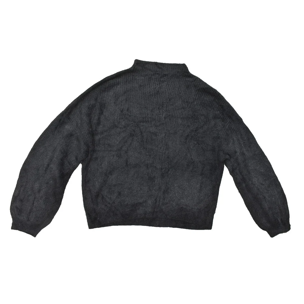 GAP Women's XXL Black Fuzzy Mock Neck Knit Pullover Sweater Ribbed Cuffs
